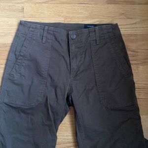 Vince sz 27 jogger style jeans brown cotton zip ankles elastic waist and ankle